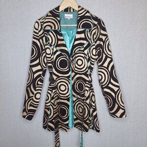 💙 3 Sisters Soft Lined Velour Belted Jacket Size M/L Y2K 2000s Hippie Retro